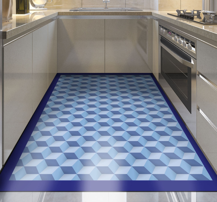 3D cubes kitchen floor tiles - TenStickers