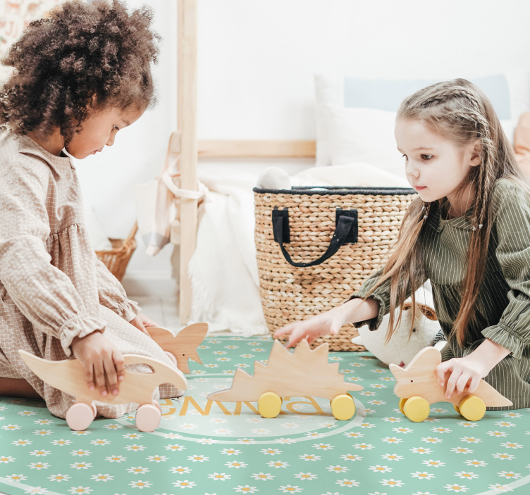 round daisies kids  vinyl rug with name - TenStickers