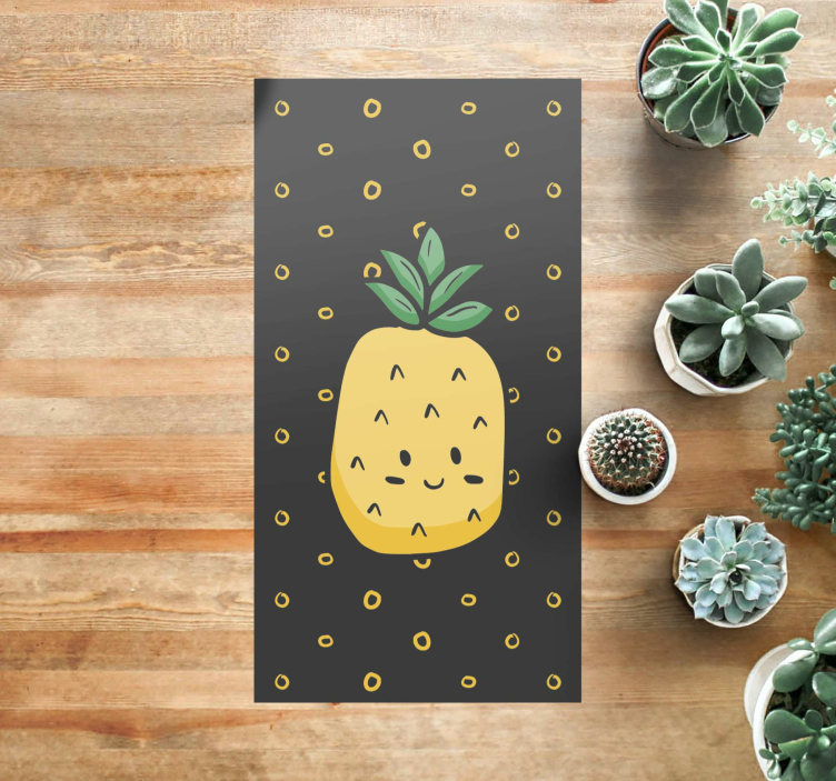 Vinyl rug pineapple with leaves floral rug - TenStickers