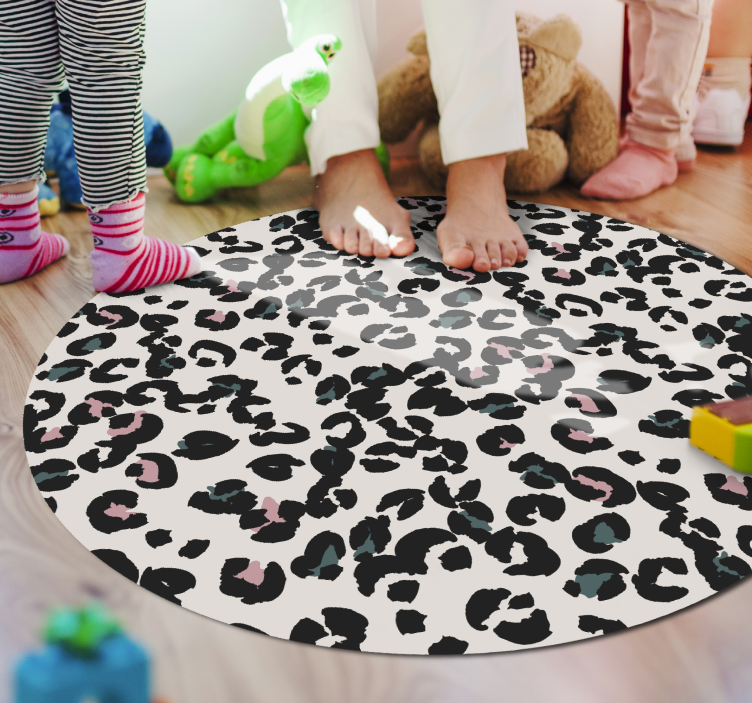 White round vinyl carpet leopard animal rug - TenStickers