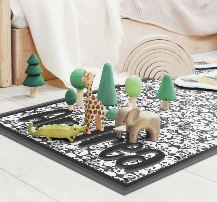 beautiful pandas with name animal rug - TenStickers
