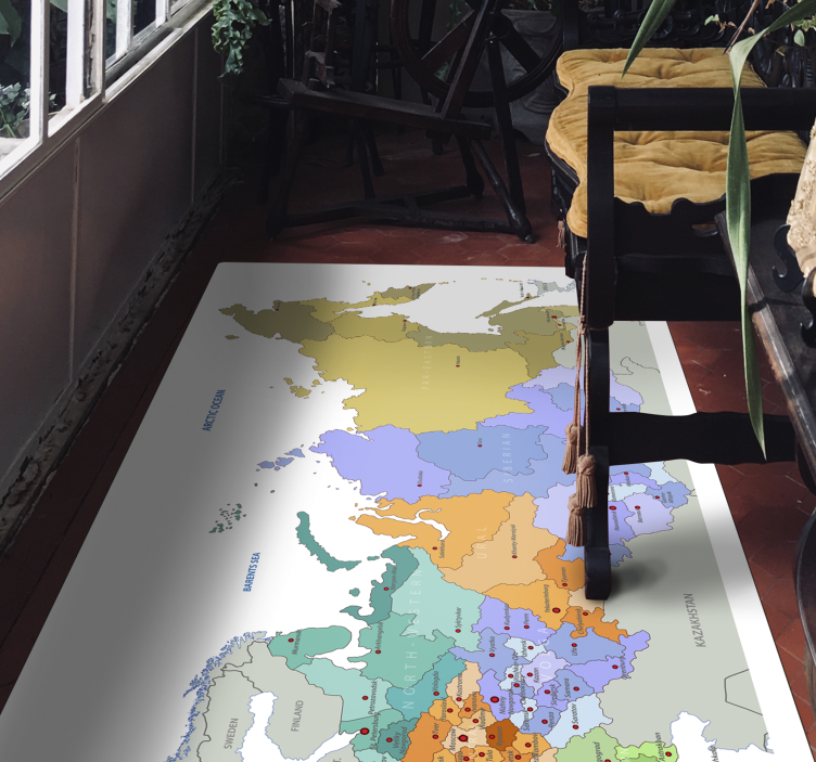 Russian Regions world map vinyl rug - TenStickers