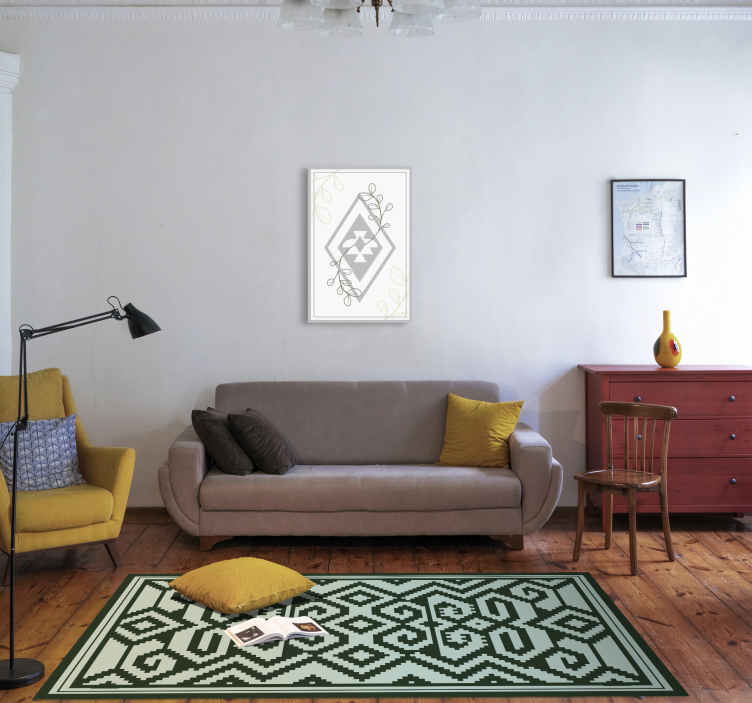Green Geometric Patterns Scandinavian vinyl rug - TenStickers