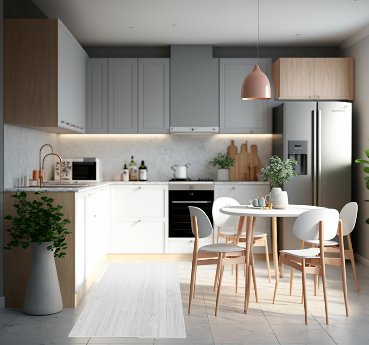 White wood texture kitchen vinyl rug - TenStickers