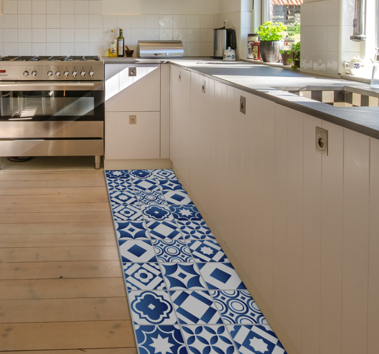 elegant tiles vinyl kitchen mat - TenStickers