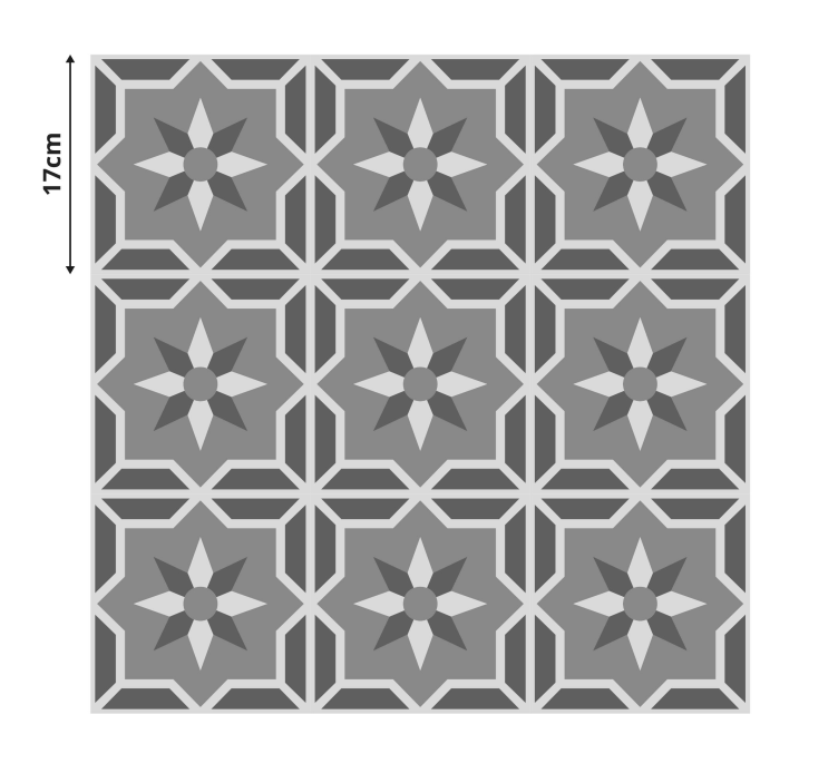 Geometric tile pattern grey kitchen vinyl rug - TenStickers