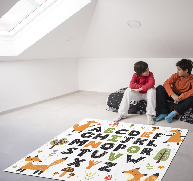 stunning vinyl alphabet rug with forest - TenStickers