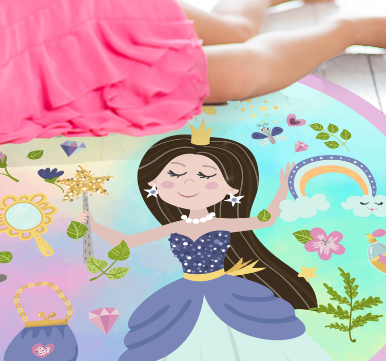 princess multicolor background kids vinyl rug - TenStickers