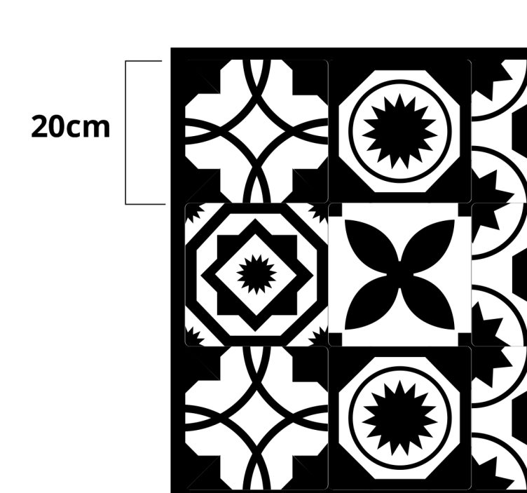Black and white classical design tile carpet - TenStickers