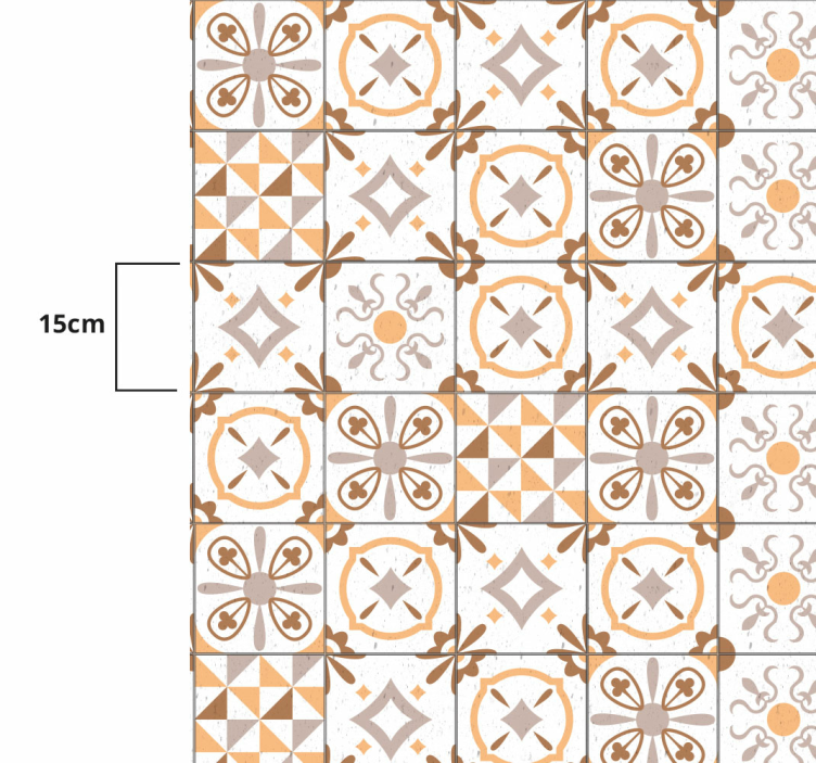 kitchen vinyl rug brown squares tile carpet - TenStickers