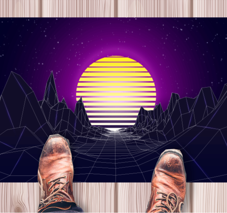 80s style mountains with the sun vintage rug - TenStickers