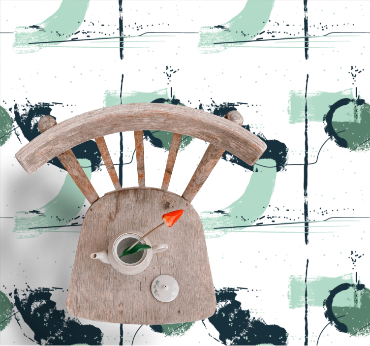 Abstract green strokes minimal vinyl rug - TenStickers