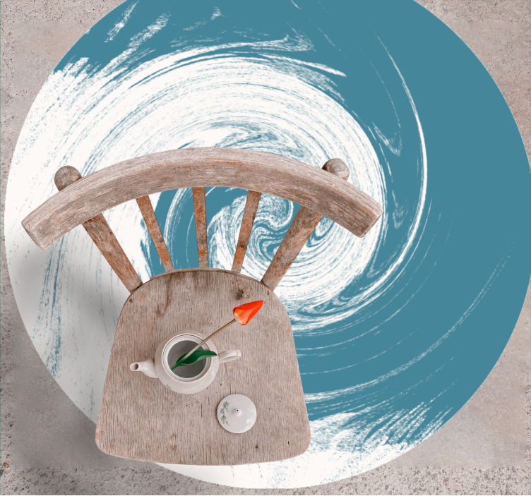 Swirling Blue Abstract circular vinyl rug - TenStickers