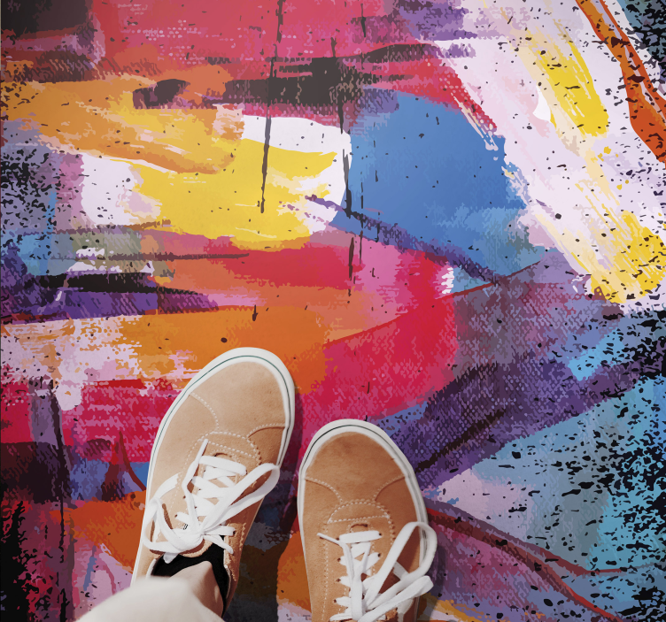 Abstract Paint Colored modern vinyl rug - TenStickers