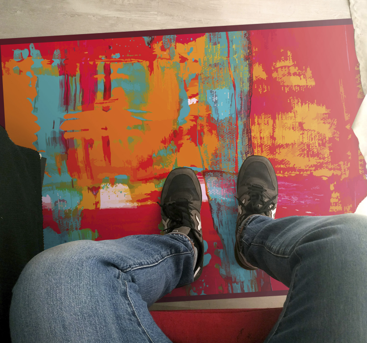 Abstract painting strokes geometric vinyl rug - TenStickers