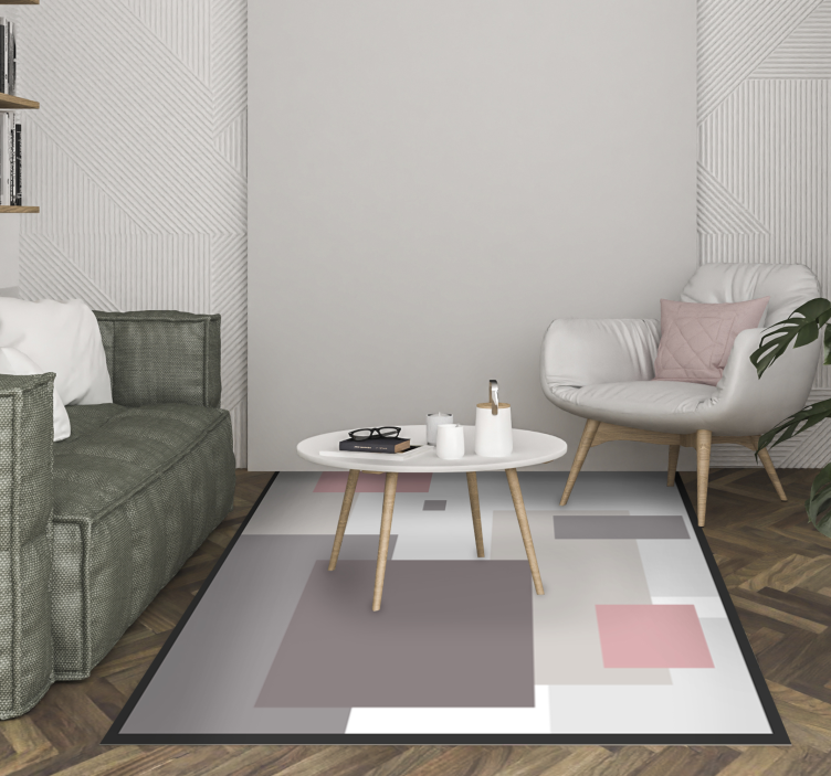 Abstract square composition living room vinyl rug - TenStickers