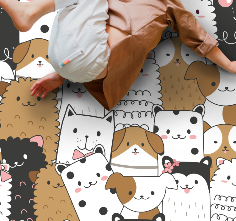 Animal vinyl rug cute animal faces - TenStickers