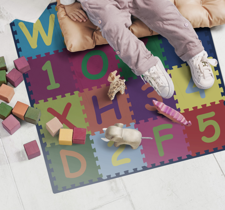 Alphabeth and numbers vinyl alphabet rug - TenStickers