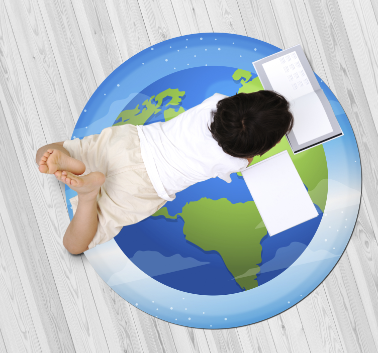 Amazing circular vinyl rug of the globe - TenStickers