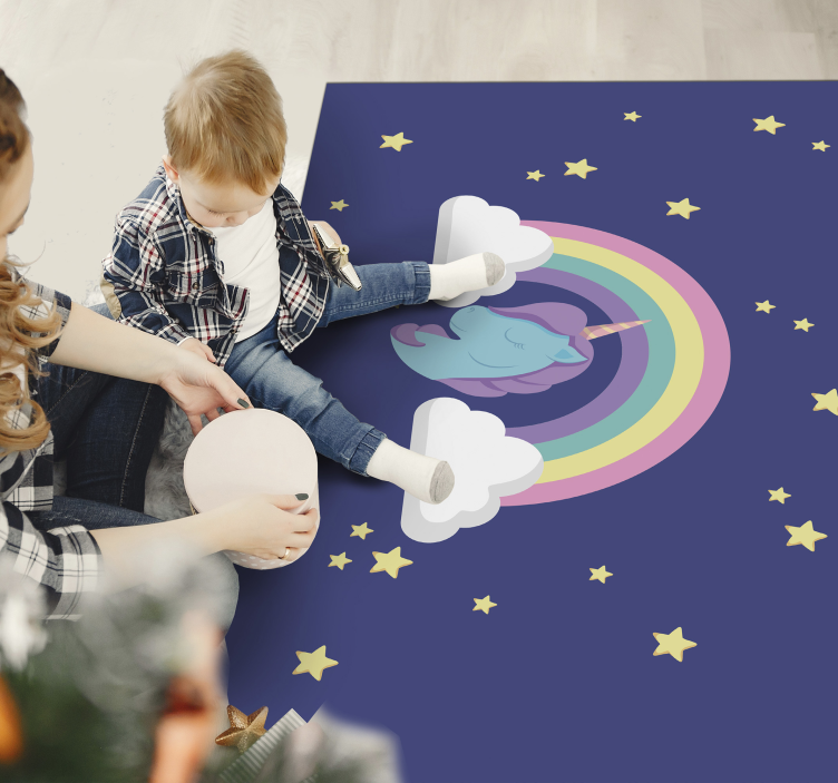 Anime Rainbow Unicorn vinyl rug - TenStickers
