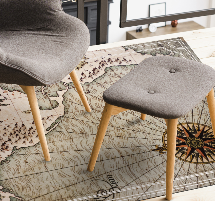 Antique nautical chart world map vinyl rug - TenStickers