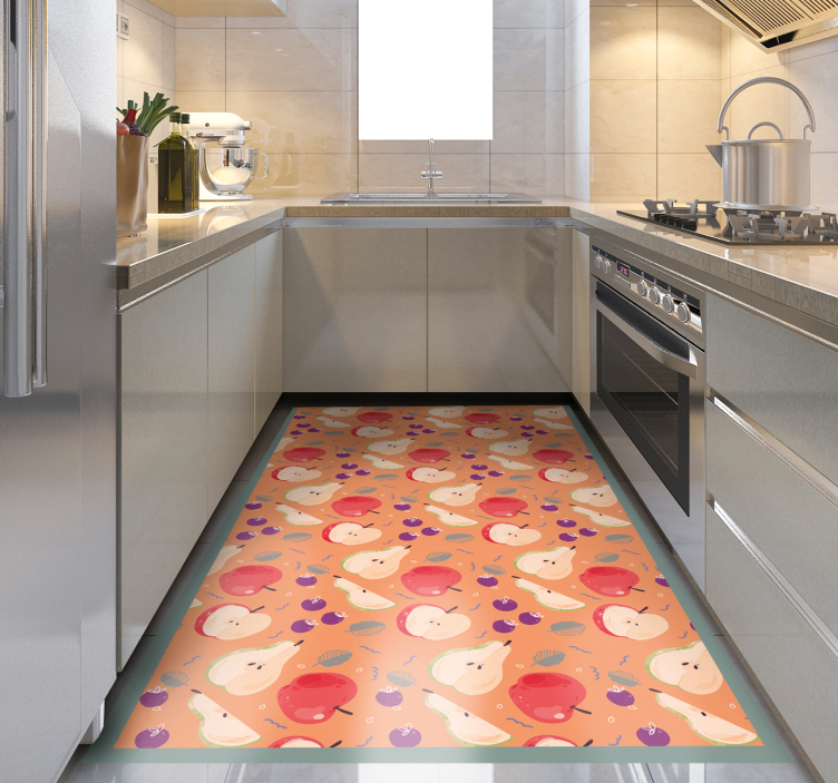 Apple cartoon  kitchen floor tiles - TenStickers