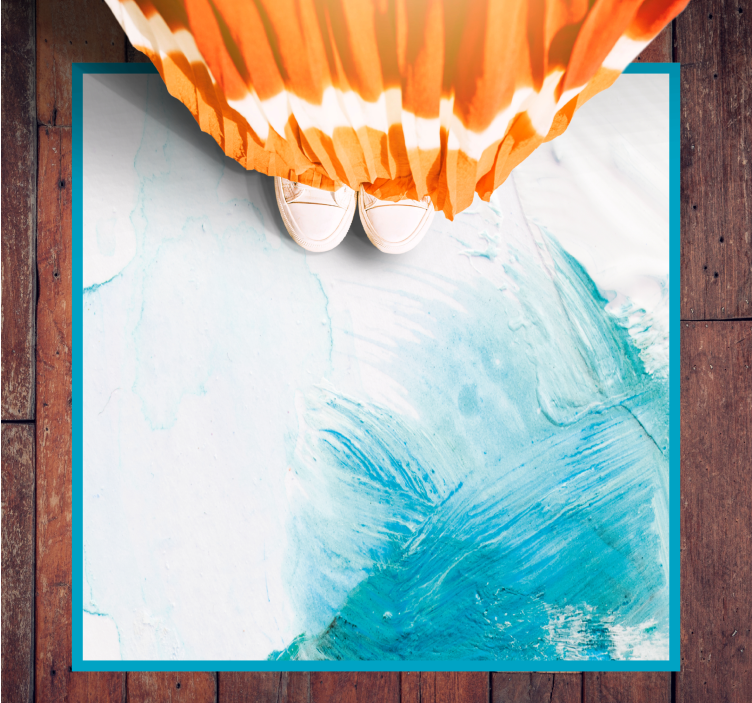 Aqua brush strokes textured vinyl rug - TenStickers