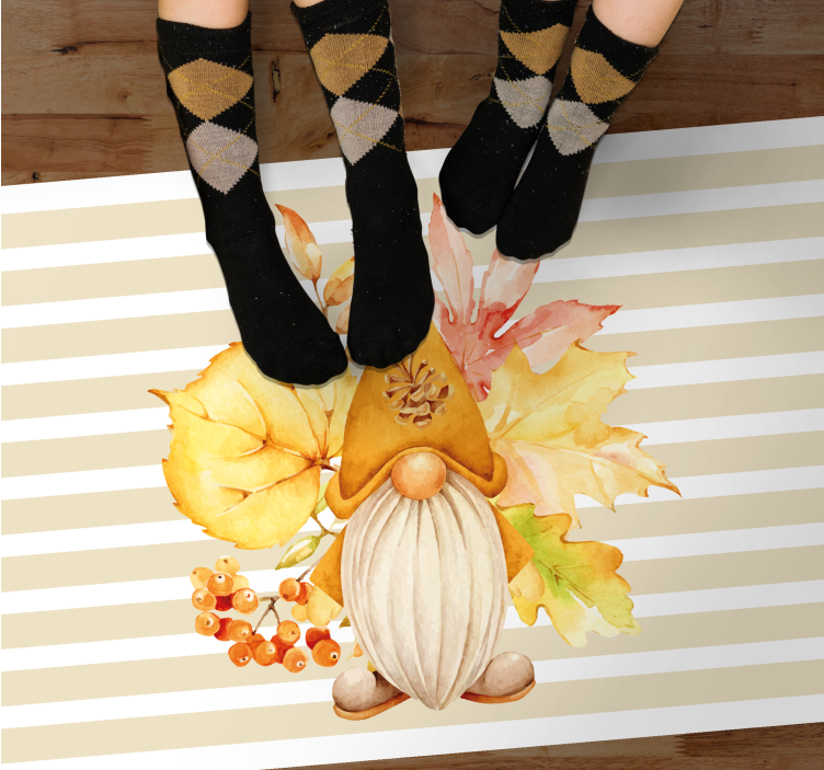 Autumn Gnome Charm striped vinyl rug - TenStickers
