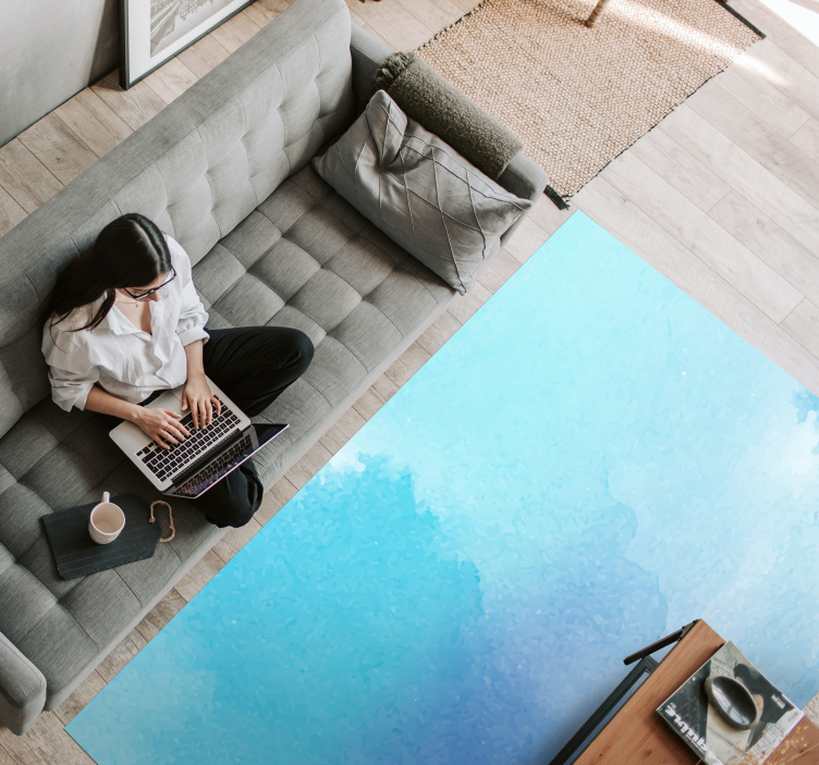 Baby blue cement stone floor tiles - TenStickers
