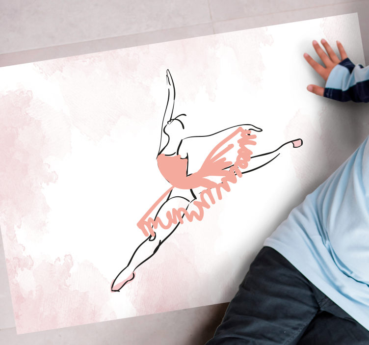 Ballerina dancing line art kids vinyl rug - TenStickers