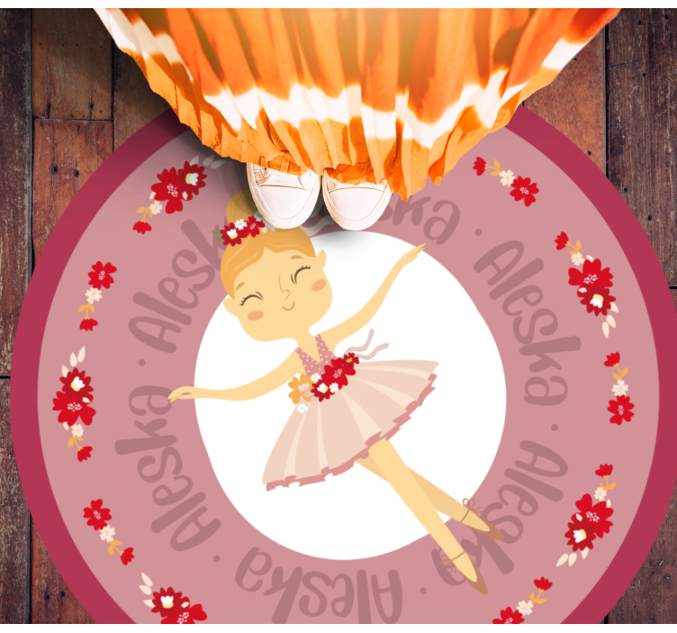 Ballet dance with name kids vinyl rug - TenStickers