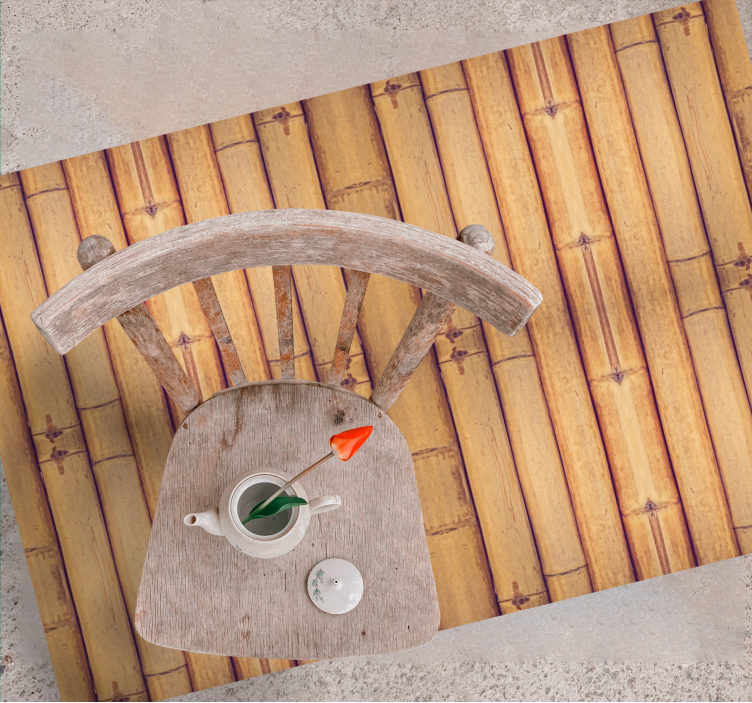 Bamboo Inspired living room vinyl rug - TenStickers
