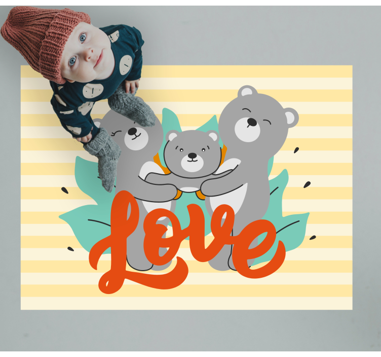 Bear Family Love kids vinyl rug - TenStickers