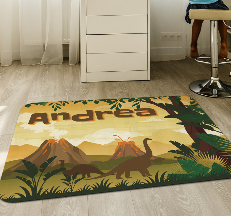 beautiful landscape dinosaurs personalised mat - TenStickers