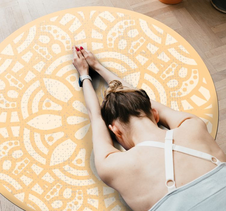 Beige circle vinyl rug nordic rug - TenStickers