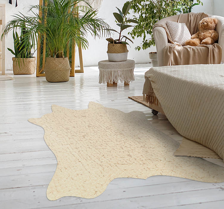 Beige cow animal print vinyl rug - TenStickers
