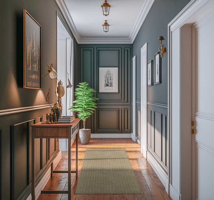 Beige monocolor fabric modern hallway rug - TenStickers