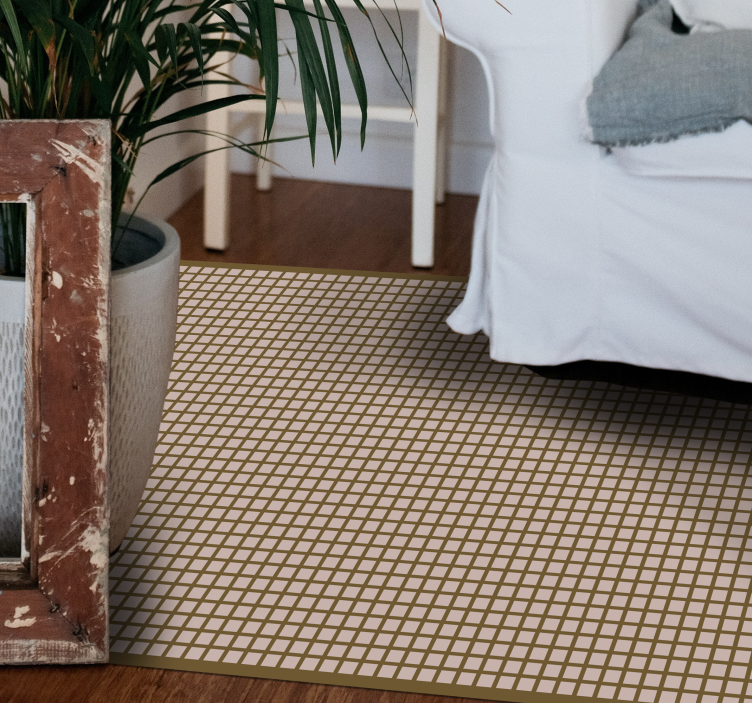 Beige squares geometric vinyl floor mat - TenStickers