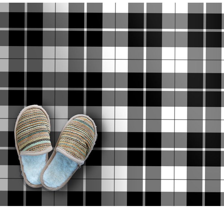 Black And White Check geometric vinyl rug - TenStickers