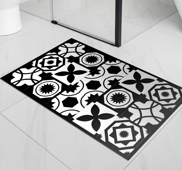 Black and white classical design tile carpet - TenStickers