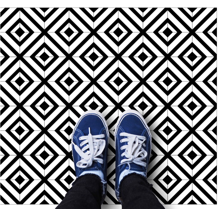 Black and white diagonal lines tile carpet - TenStickers