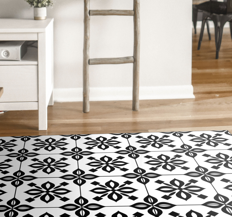 black and white mandala  tile carpet - TenStickers