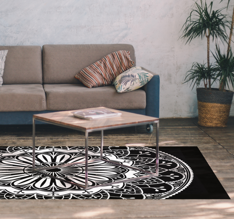 Black and White  mandala vinyl rug - TenStickers