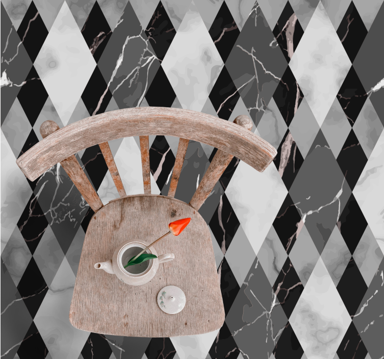 Black and white marble squares tile carpet - TenStickers