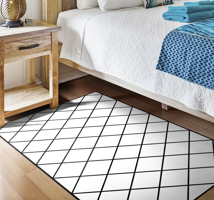 Black and white squares nordic vinyl rug - TenStickers