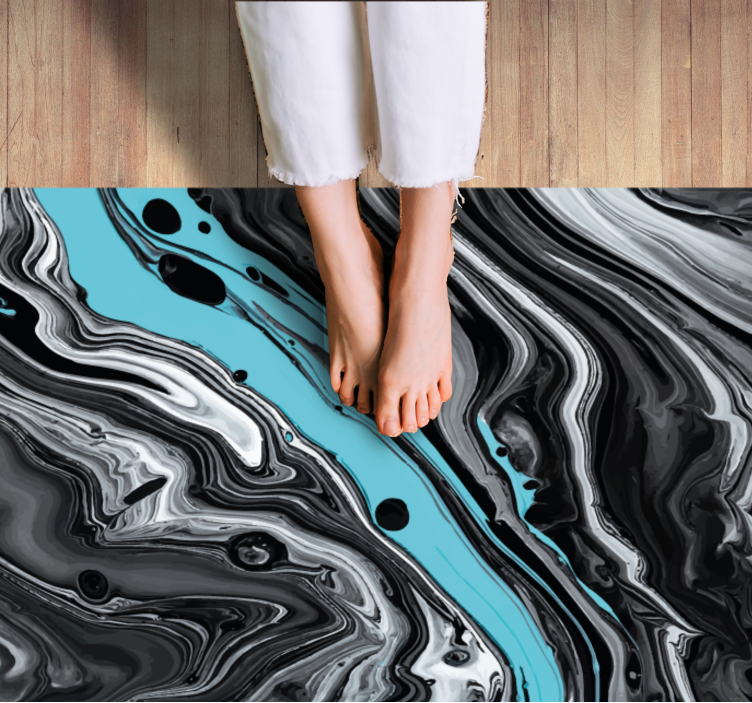 Black marble effect painting modern rug - TenStickers