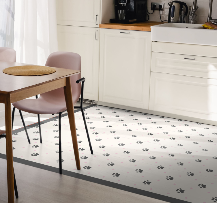 Black Paw Prints animal print vinyl rug - TenStickers