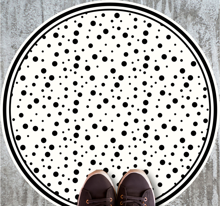 Black polka dots on white circular rug - TenStickers
