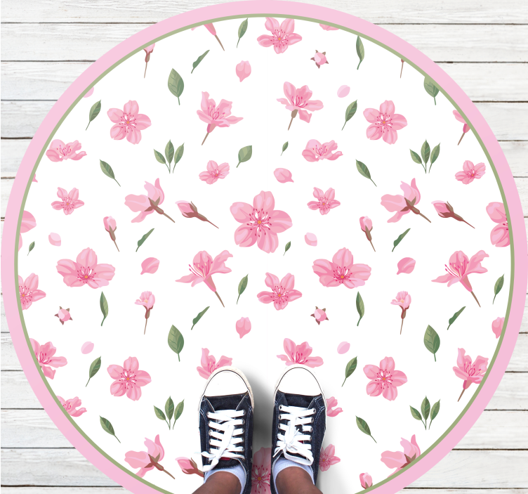 Blooming Roseate Botanic floral vinyl rug - TenStickers