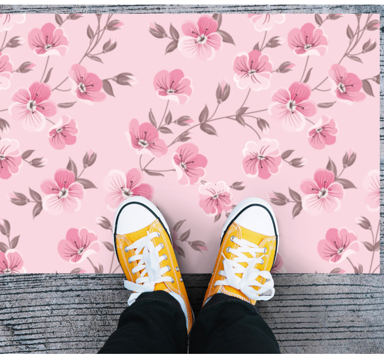 Blossom Pink Serenity floral vinyl rug - TenStickers